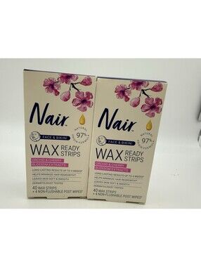 2 Nair Hair Remover Wax Ready-Strips Face & Bikini 40 CT ORCHID CHERRY BLOSSOM